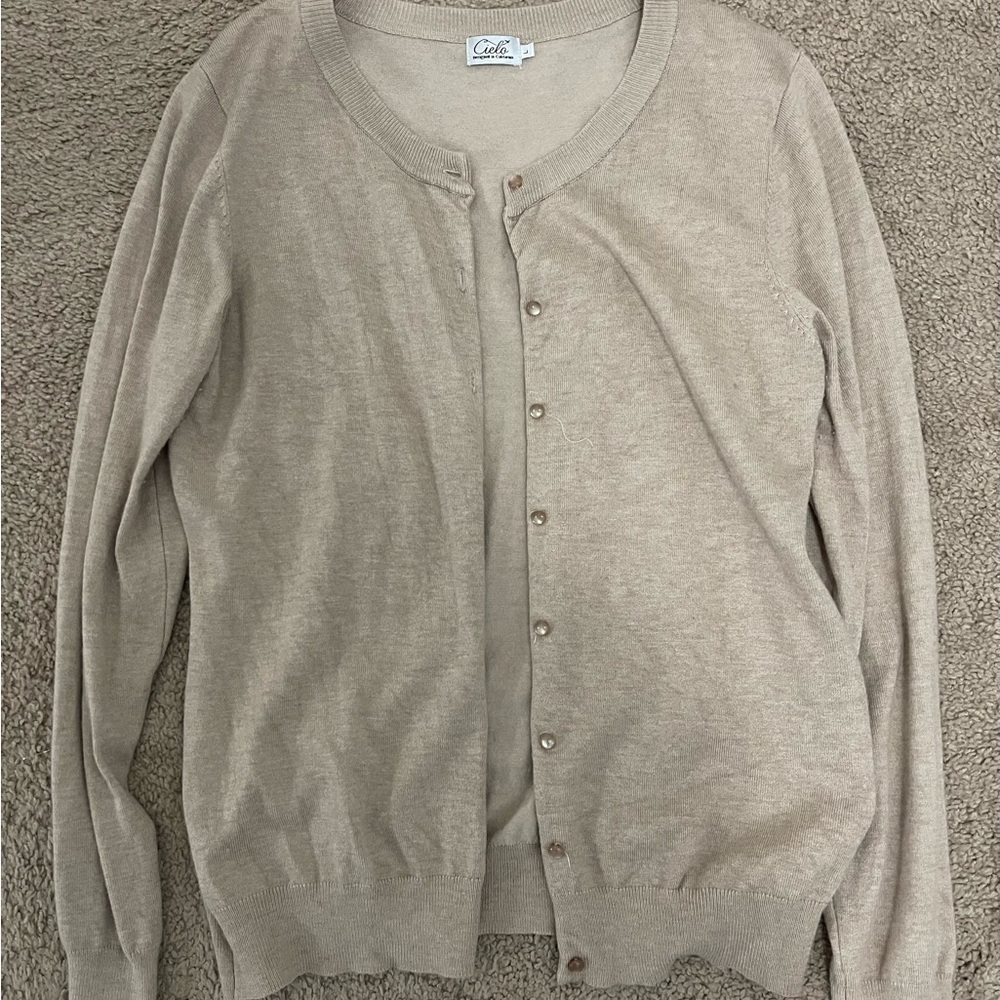 Cielo Light Tan Cardigan Sweater